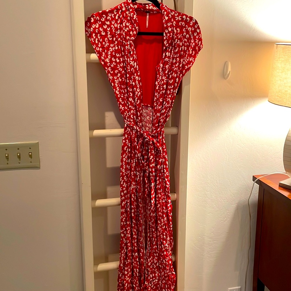 Free People red wrap dress size 8